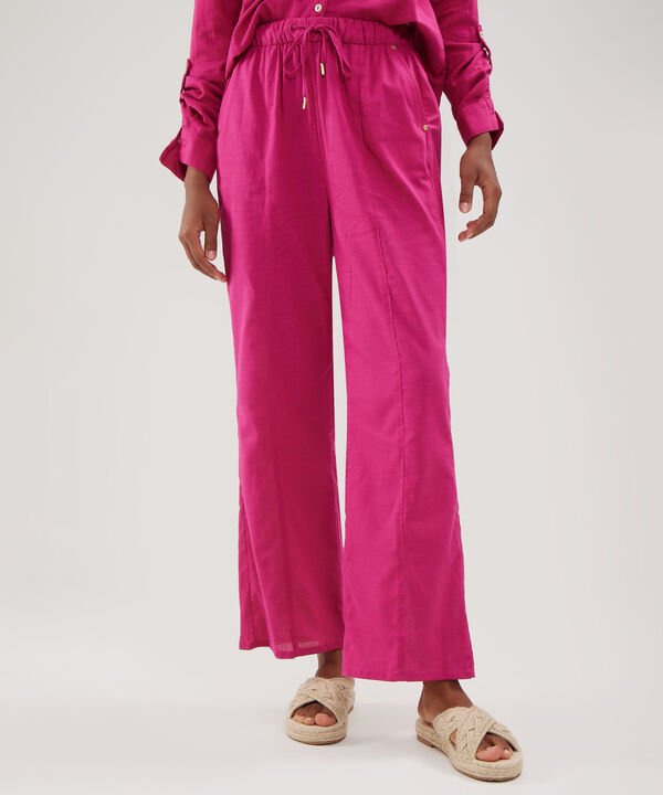 Pantalon Unicolor Bota Recta En Lino image number null