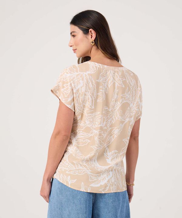 Blusa Estampada Cuello Mao