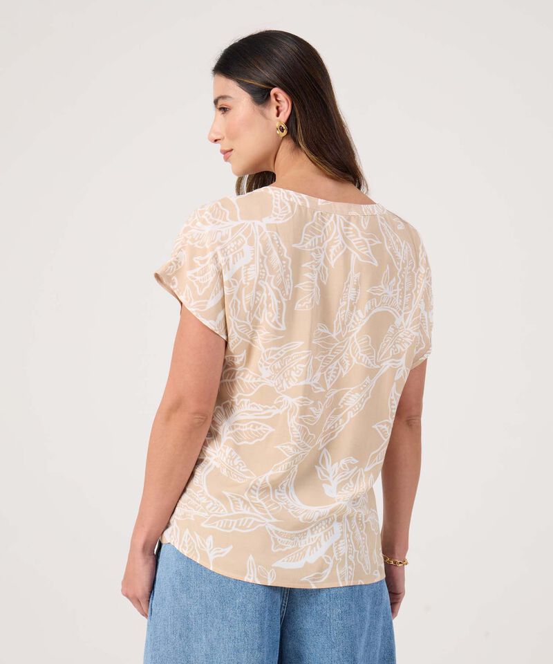 Blusa Estampada Cuello Mao