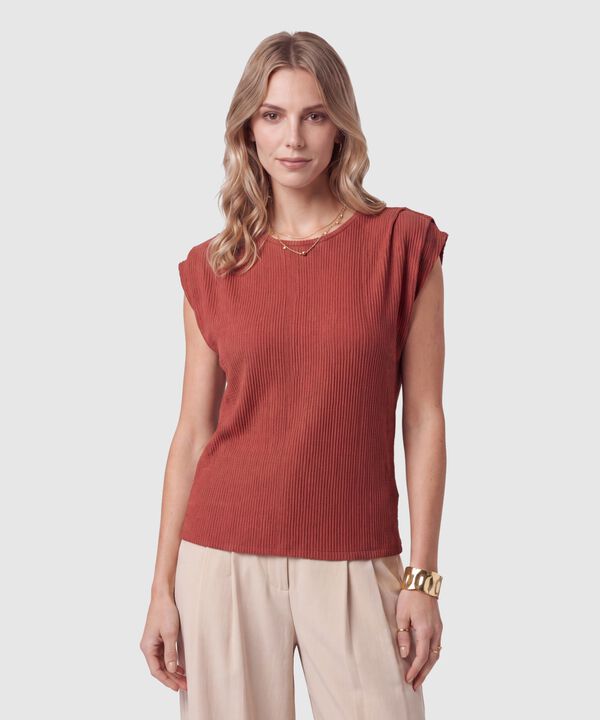 Camiseta Texturizada Manga Corta Para Mujer image number null