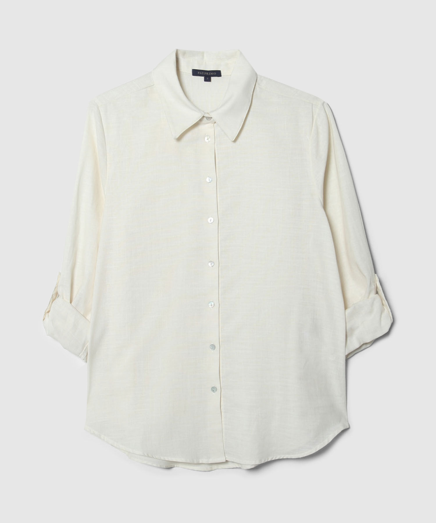 Camisa Unicolor En Lino Manga Larga Con Charretera