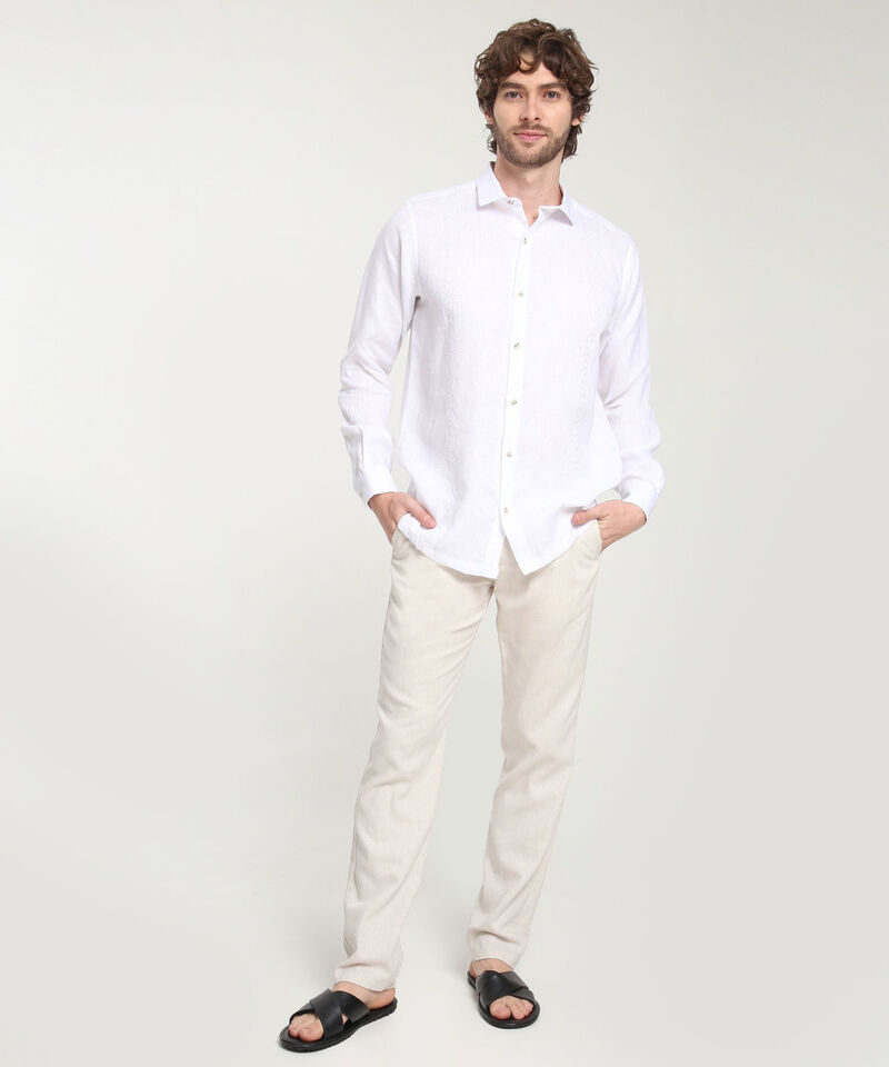 Camisa Guayabera Cuello Camisero Abierto Mini