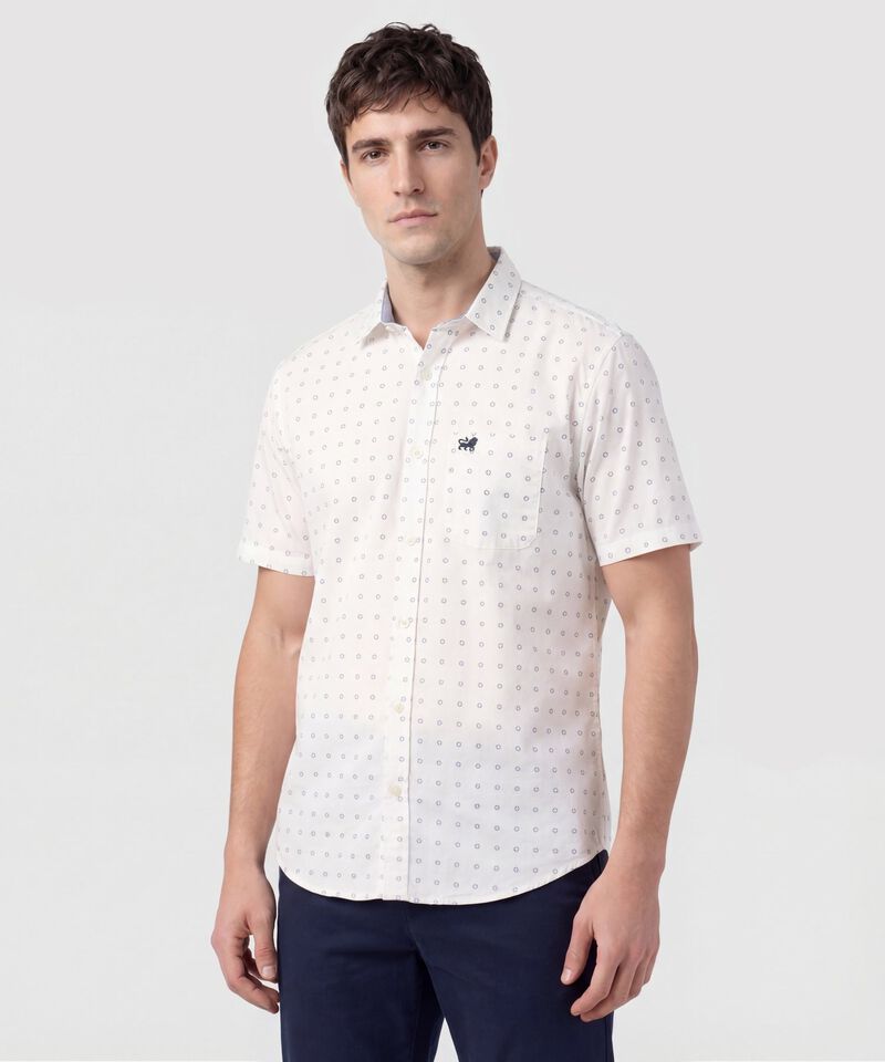 Camisa Manga Corta En Miniprints Con Bolsillo