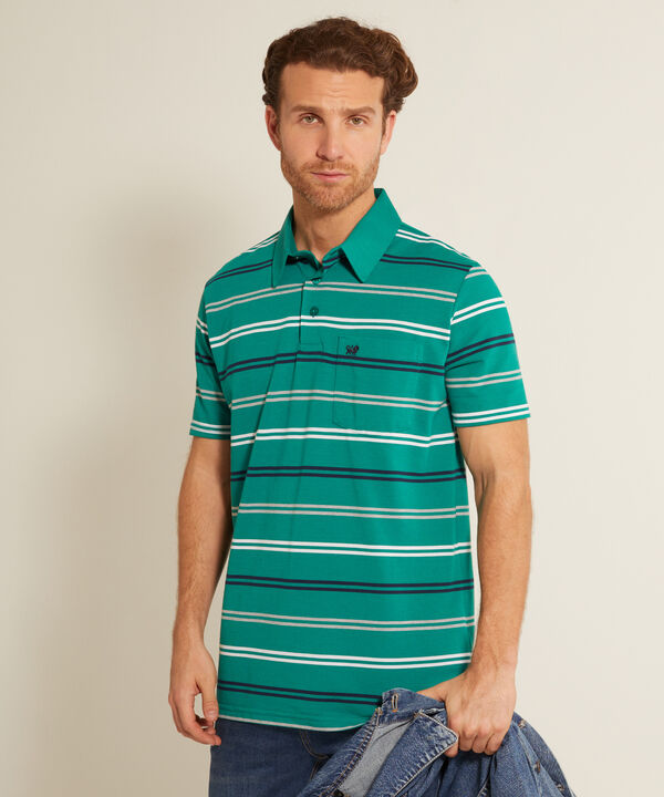 Polo Listadora, Cuello Maquina Y Con Bolsillos