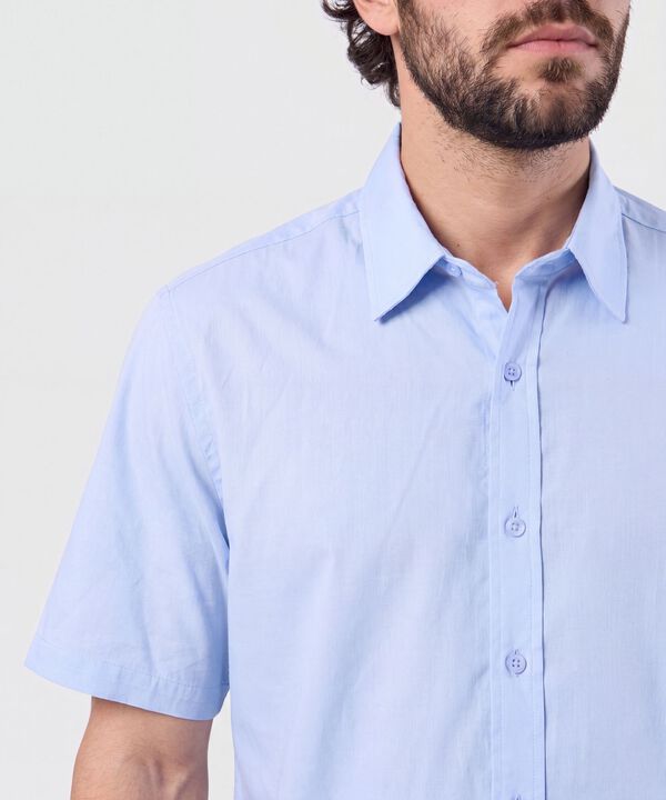 Camisa Manga Corta Unicolor Para Hombre