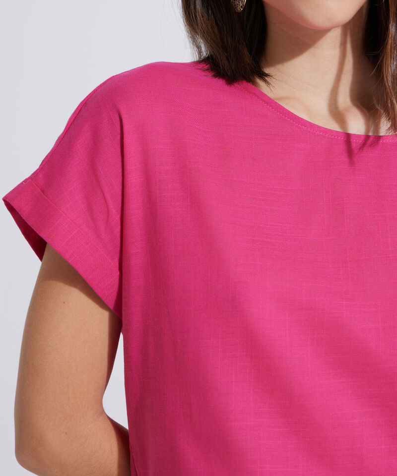 Blusa Manga Corta Corrida Unicolor