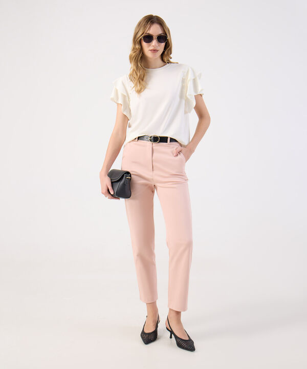 Camiseta Para Mujer Mangas de Volantes con Perlas image number null