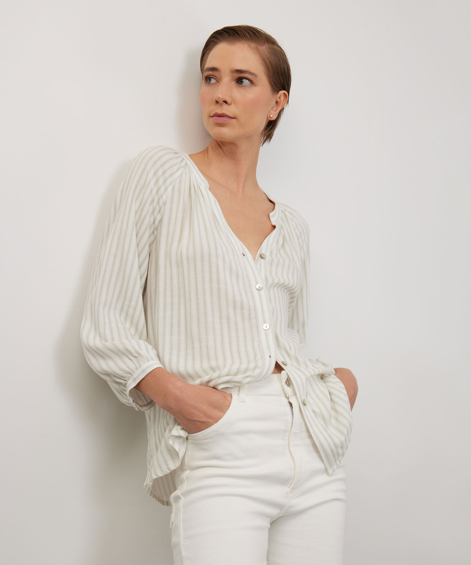 Blusa Manga Tres Cuartos Cuello Neru Estampada