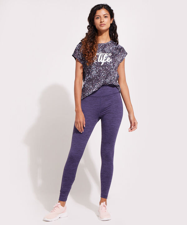 Leggings Jaspe Largo Con Reflectivos Laterales, Cotilla Y Pinzas Posteriores