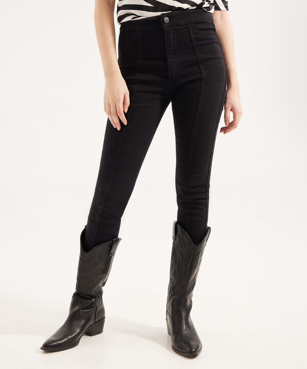 Jeggings Tiro Alto Tono Negro image number null