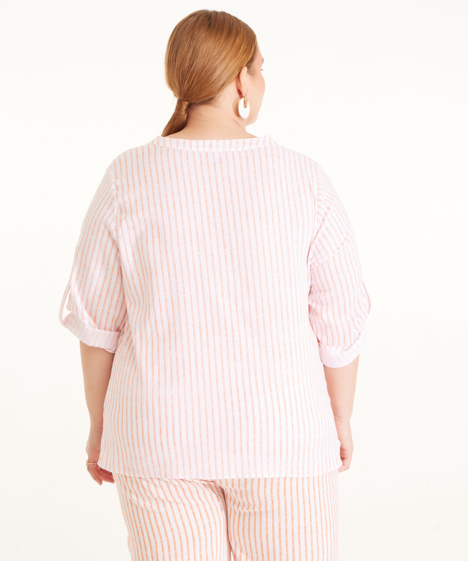 Blusa Estampada Cuello Neru Cuello En V Manga 3/4