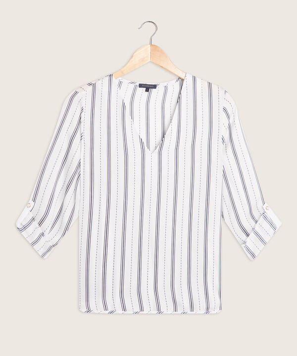 Blusa Manga 3/4 Con Escote V Estampada