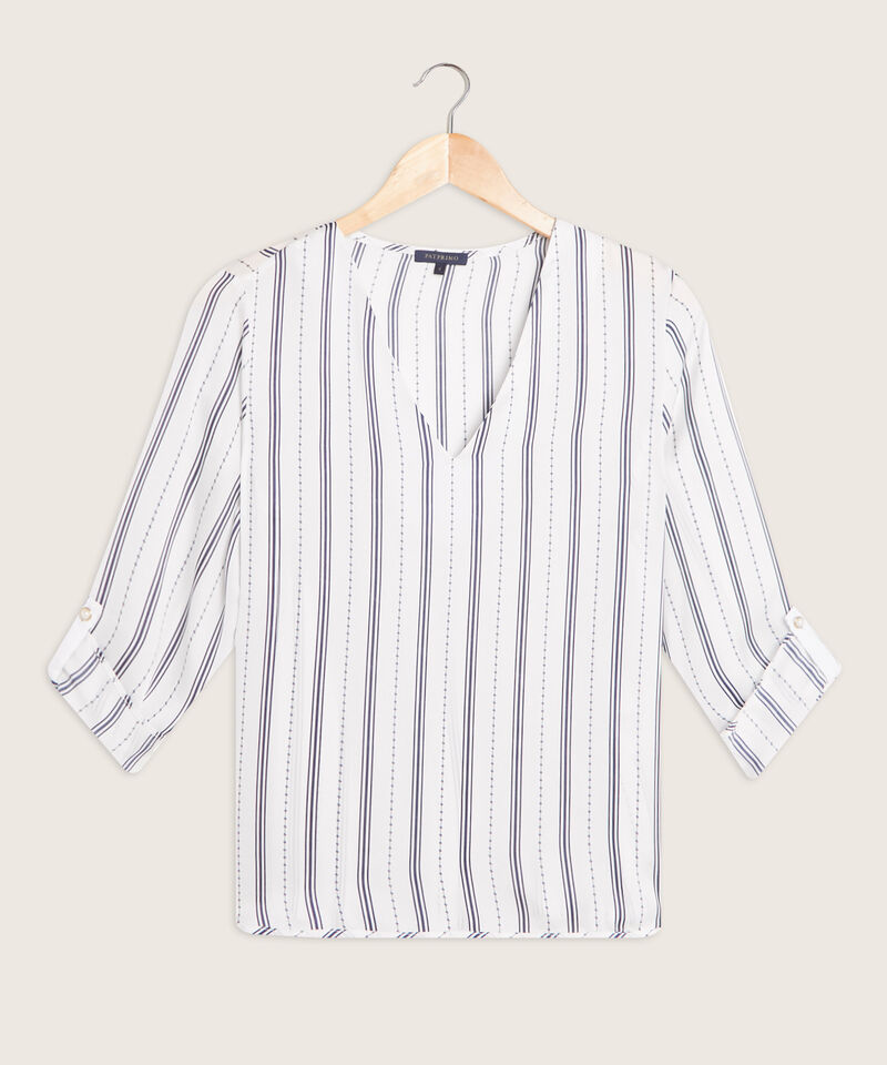 Blusa Manga 3/4 Con Escote V Estampada
