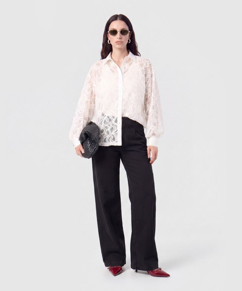 Camisa en Encaje con Transparencia Para Mujer