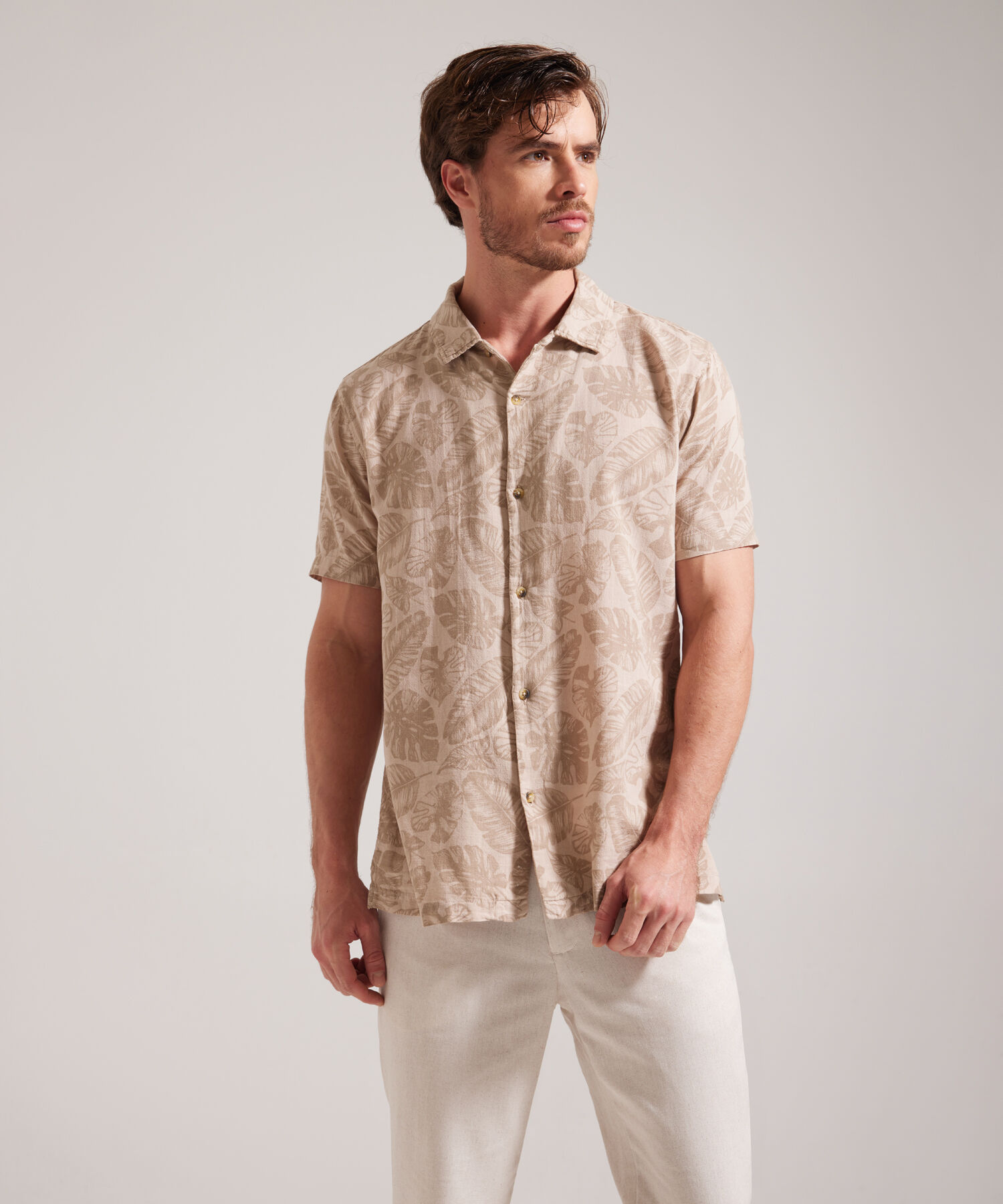 Camisa Manga Corta Estampada Y Teñida