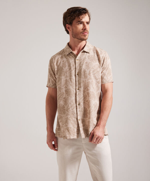 Camisa Manga Corta Estampada Y Teñida