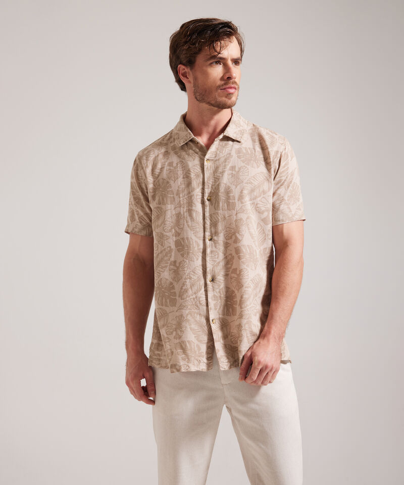 Camisa Manga Corta Estampada Y Teñida