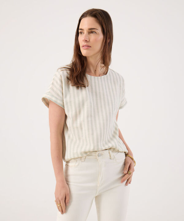 Blusa Manga Corta A Rayas image number null