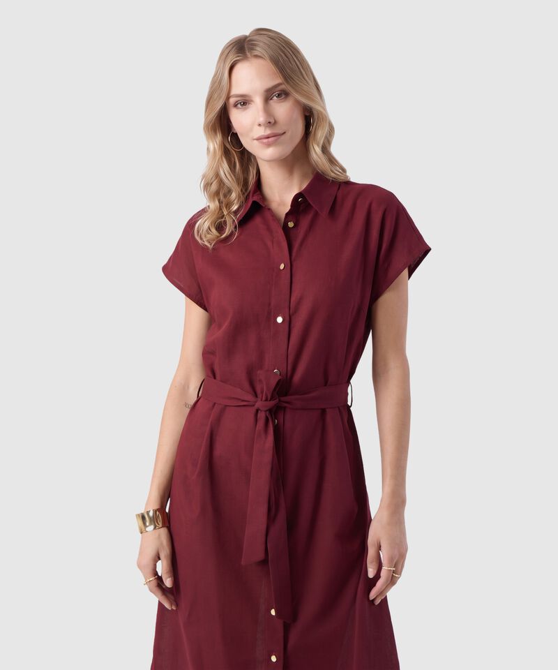 Vestido Camisero Con Cintur&oacute;n Para Mujer