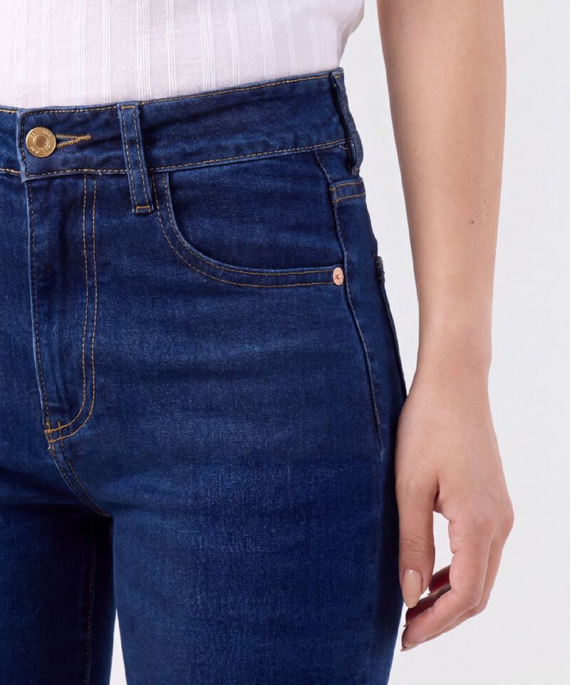 Bermuda Denim Con Dobladillo Para Mujer