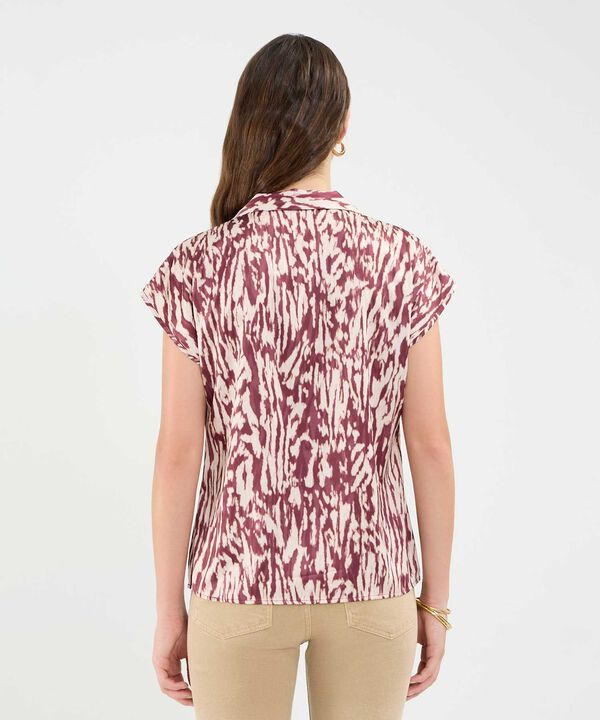 Blusa Manga Corta Corrida En Satin Para Mujer