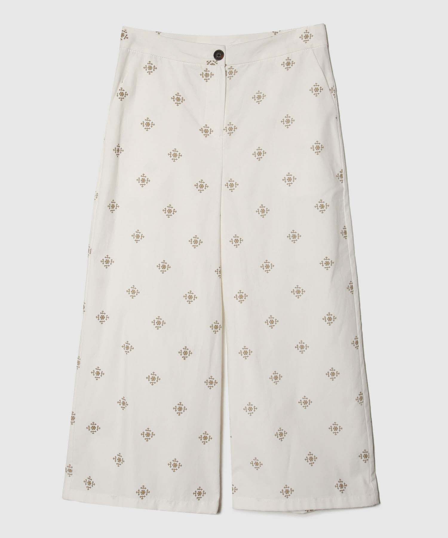 Pantalón Culotte Estampado Con Bolsillos Laterales