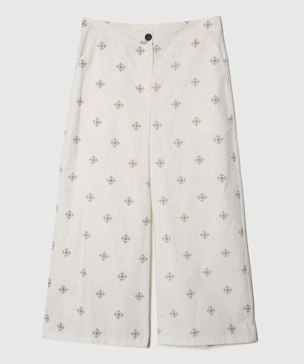 Pantalón Culotte Estampado Con Bolsillos Laterales