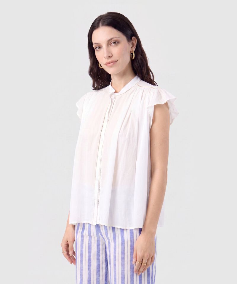 Blusa Cuello Alto con Vuelos Mujer