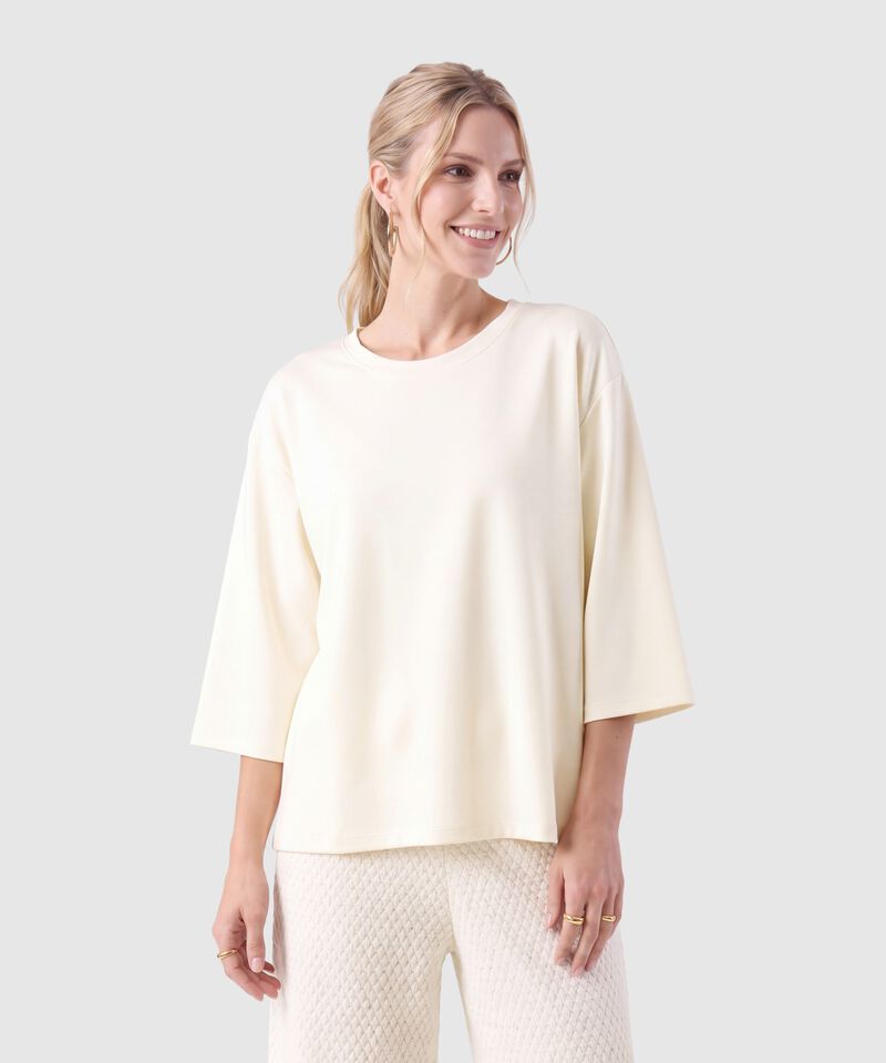 Camiseta Manga 3/4 Unicolor Para Mujer