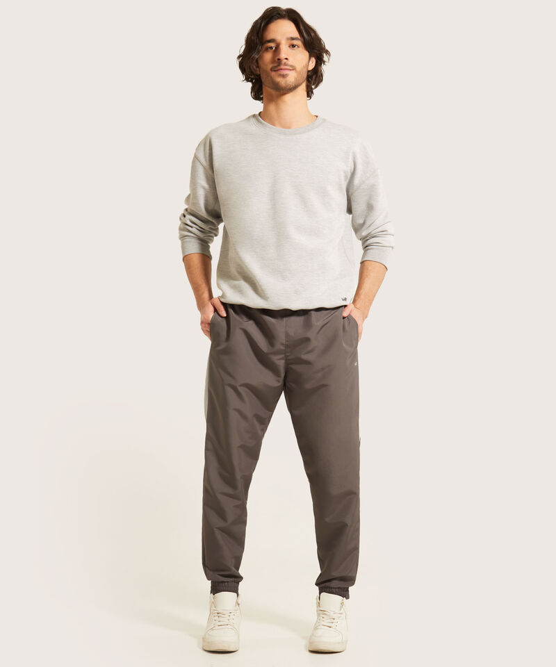 Pantalón Jogger Plano Unicolor Con Cortes Contraste, Bolsillos Laterales, Cordón Ajustable Y Elástico Interno, Sport Líneas