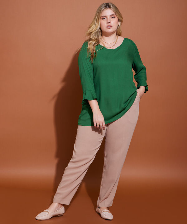 Blusa Manga 3/4 Con Ruche En Puño