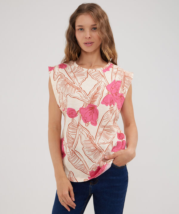Camiseta Estampada Con Multiagujas