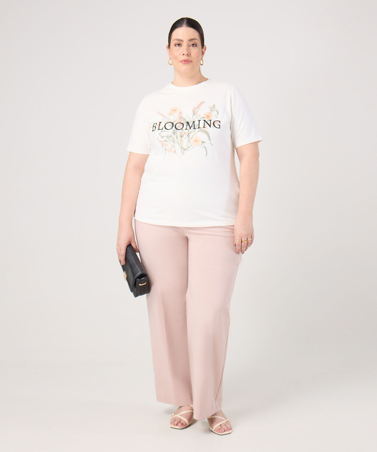 Camiseta Estampada Cuello Redondo Para Mujer Curvy