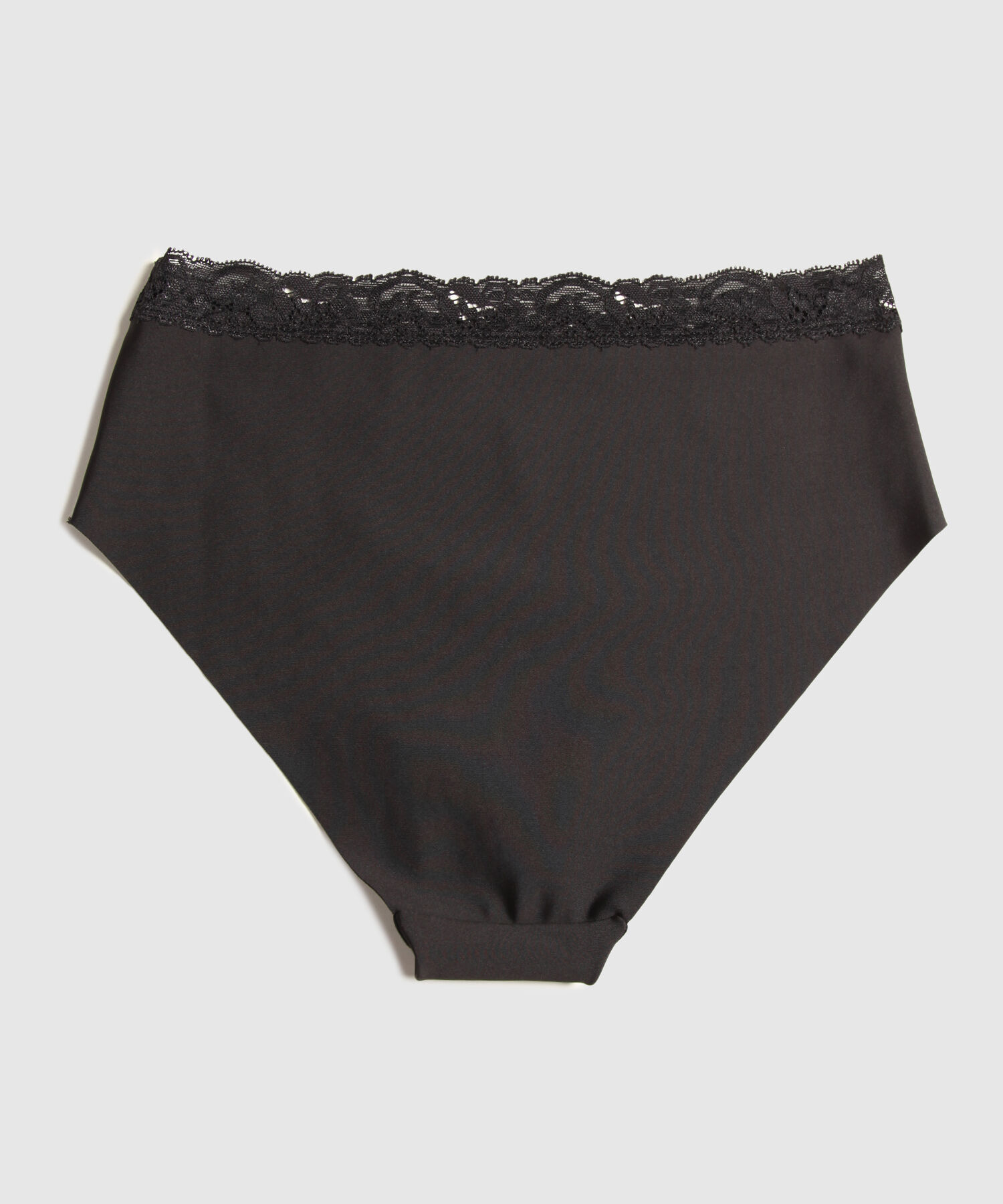 Panty Clásico Unicolor En Microfibra, Tiro Alto Con Encaje