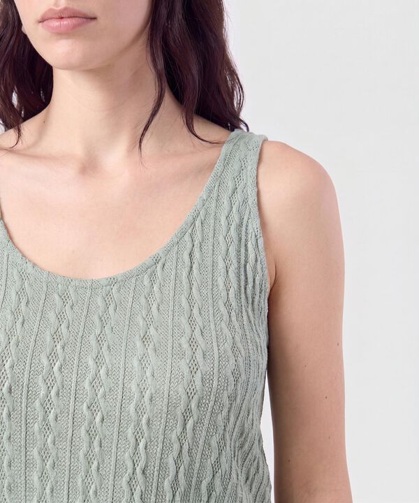 Camiseta de Tiras en Tejido de Punto Para Mujer