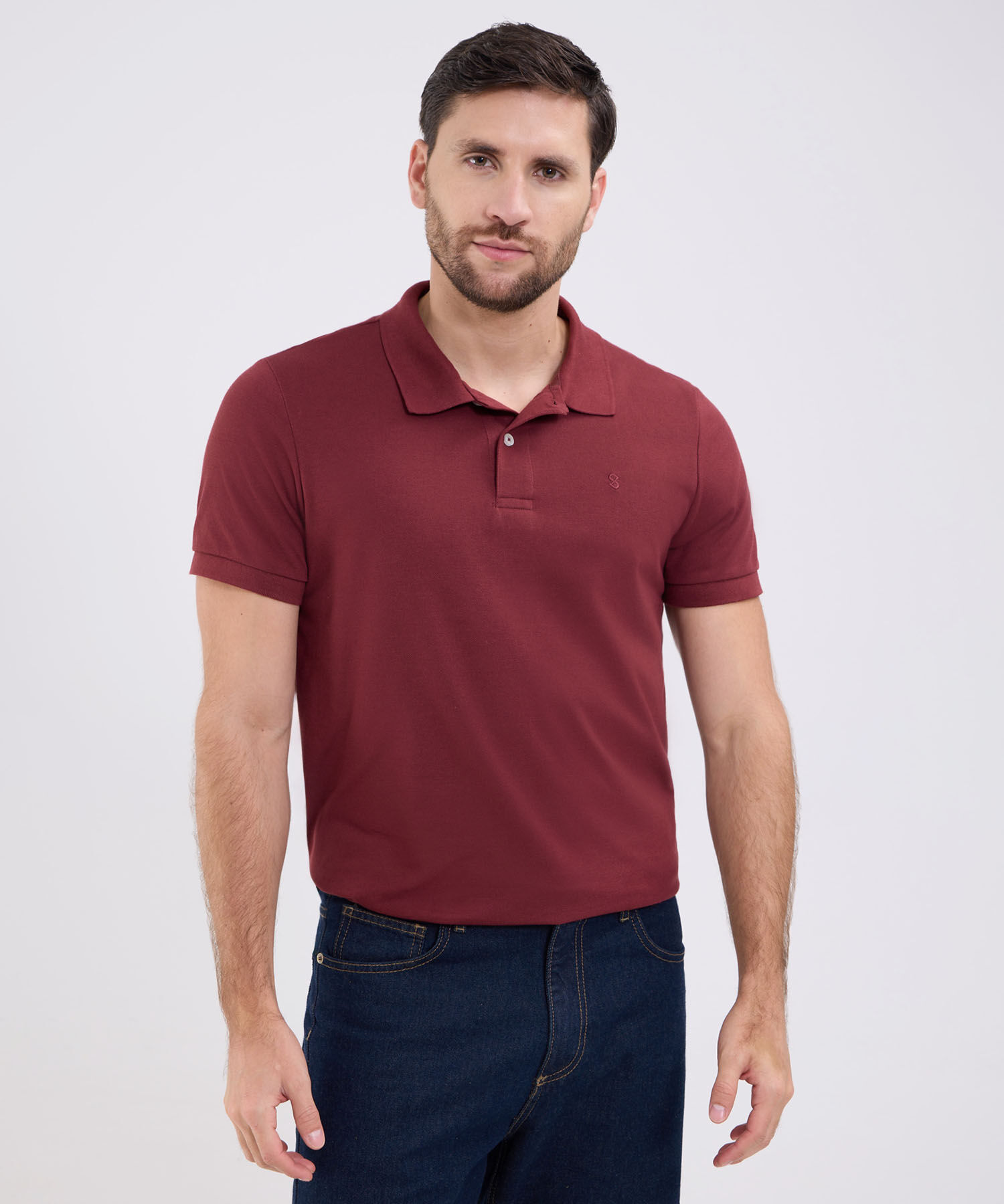 Polo Unicolor Para Hombre