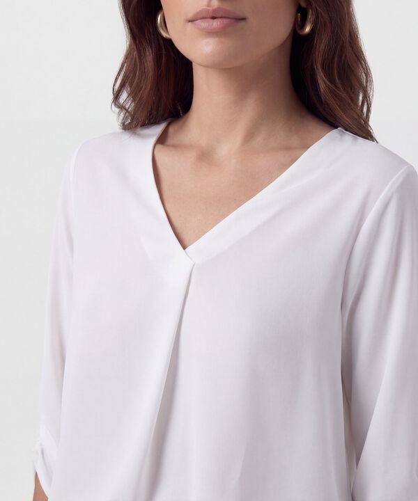 Blusa Fluida Con Cuello En V Para Mujer