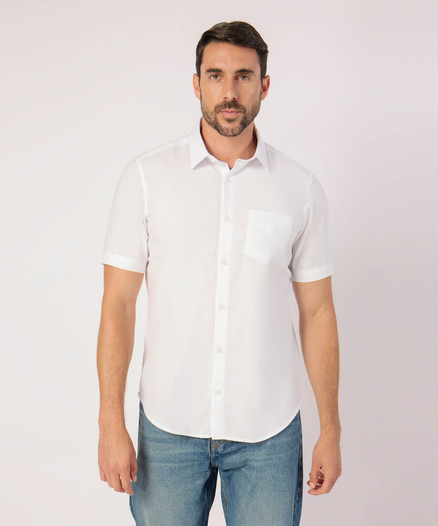 Camisa Unicolor Con Bolsillo 