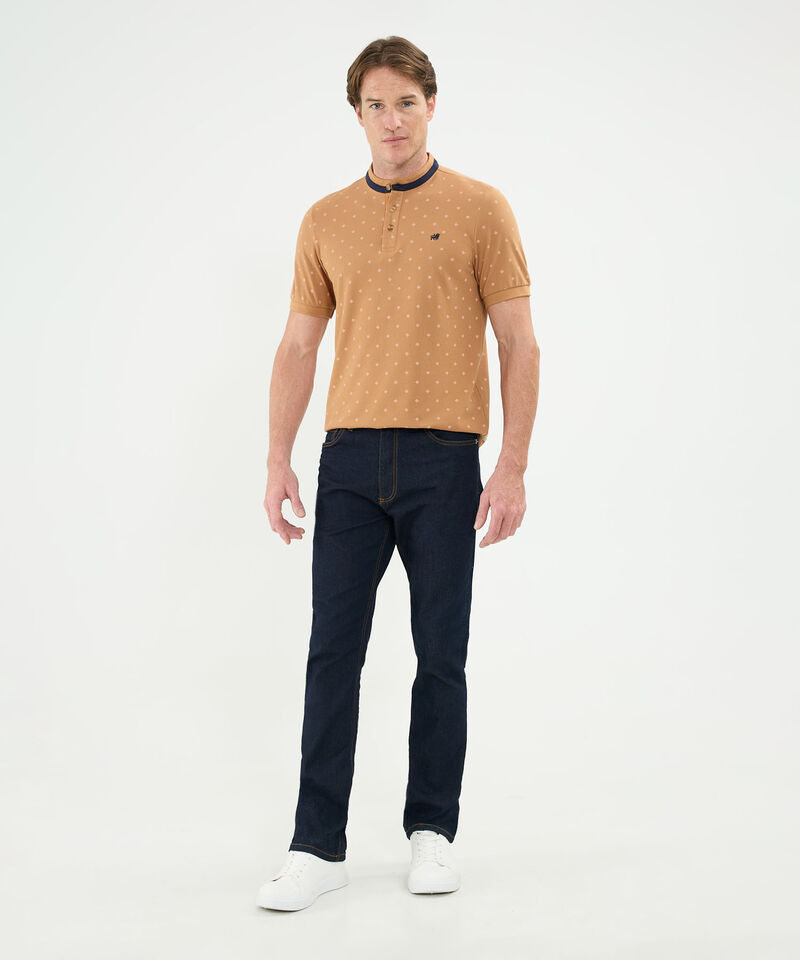 Polo Cuello Mao Manga Corta Estampada