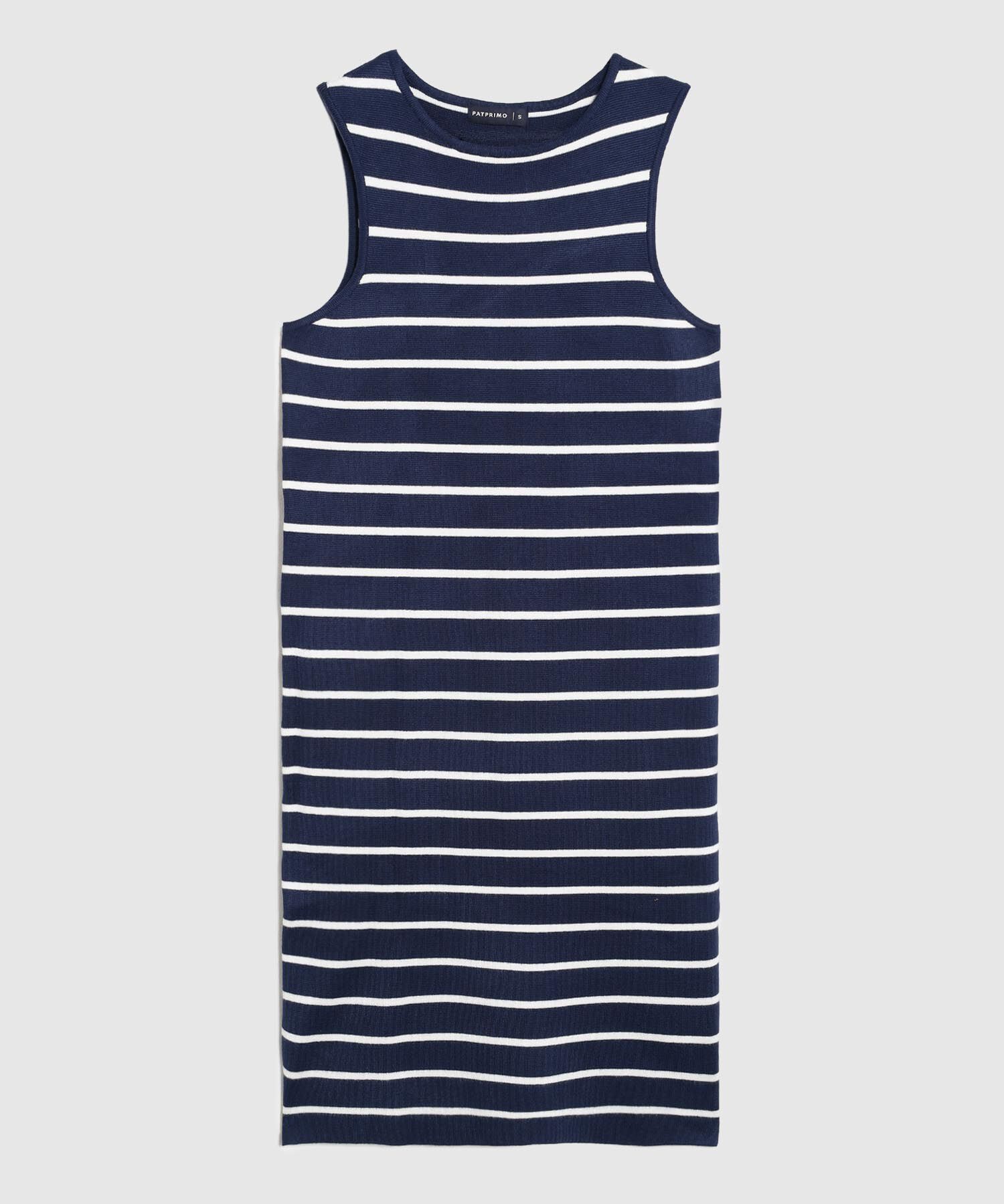 Vestido Ajustado A Rayas De Cuello Redondo Mujer