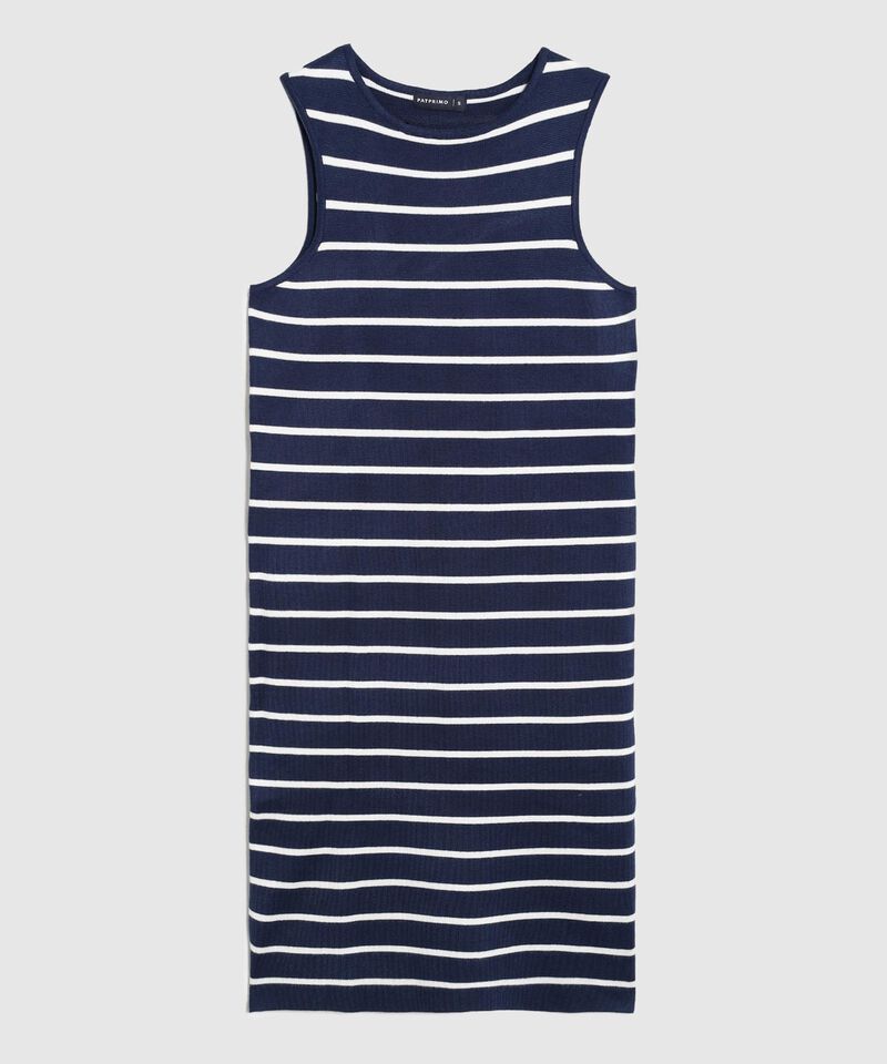 Vestido Ajustado A Rayas De Cuello Redondo Mujer