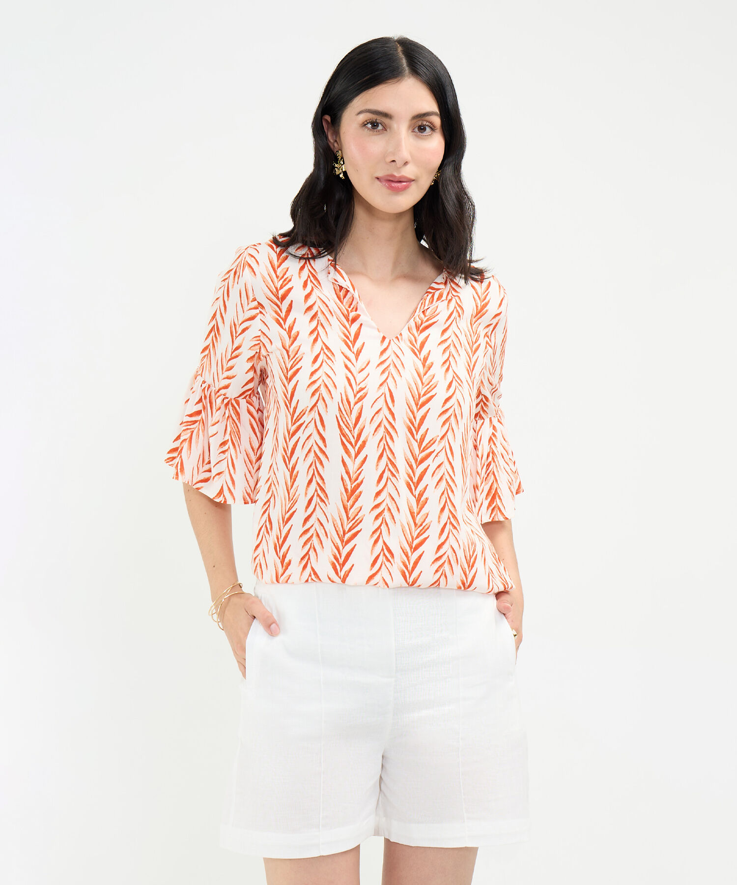 Blusa Estampado de Hojas