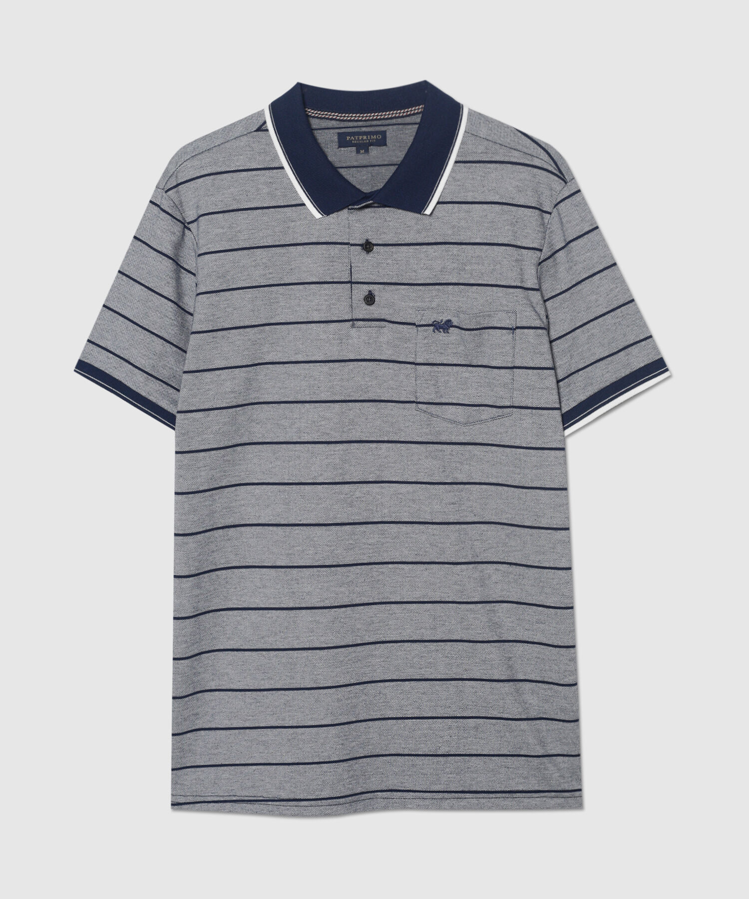 Polo Cuello Y Puños Tejidos Con Bolsillo, Silueta Regular Fit, Cítrico Marinero