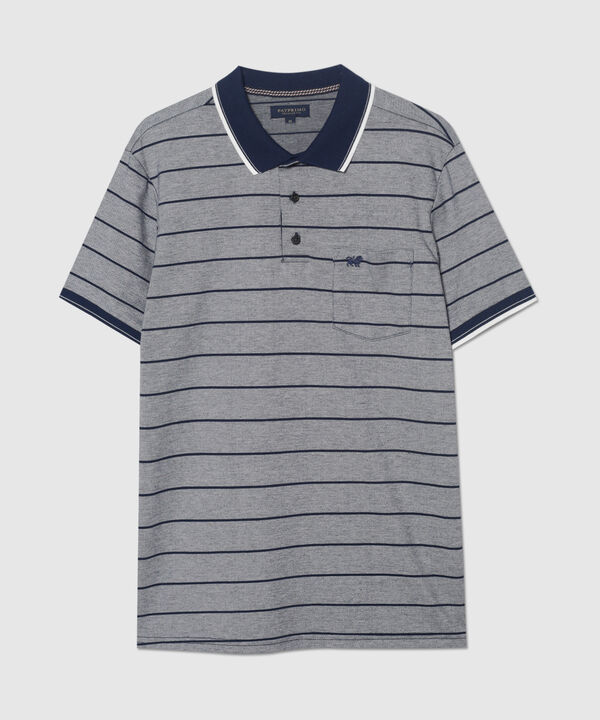 Polo Cuello Y Puños Tejidos Con Bolsillo, Silueta Regular Fit, Cítrico Marinero