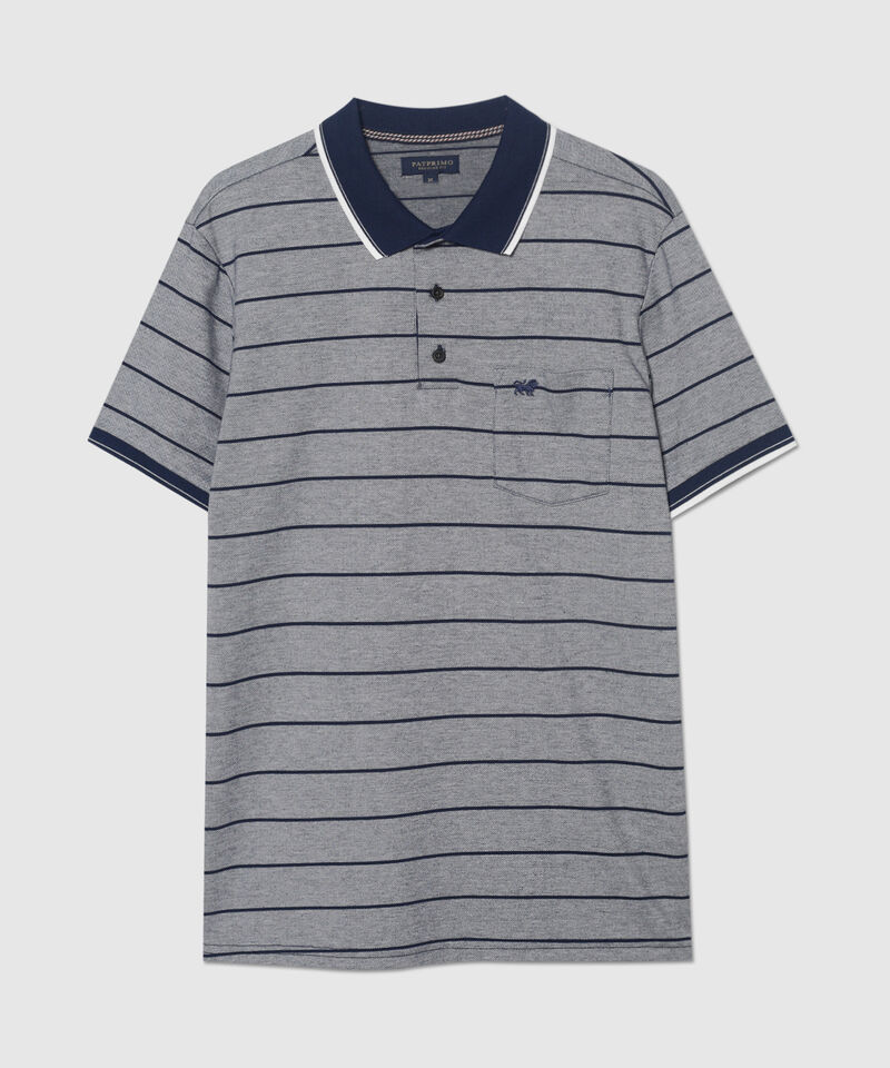 Polo Cuello Y Puños Tejidos Con Bolsillo, Silueta Regular Fit, Cítrico Marinero