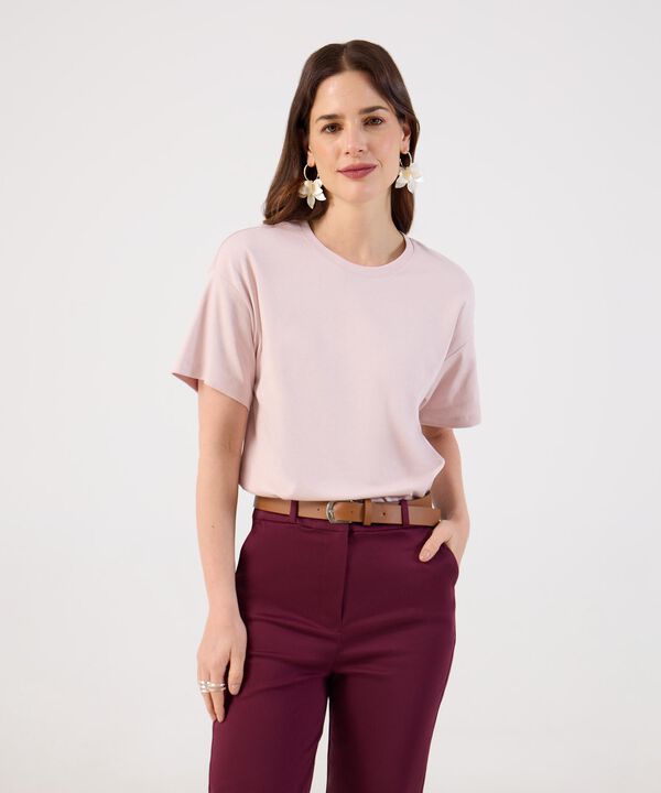 Camiseta B&aacute;sica Unicolor Para Mujer image number null