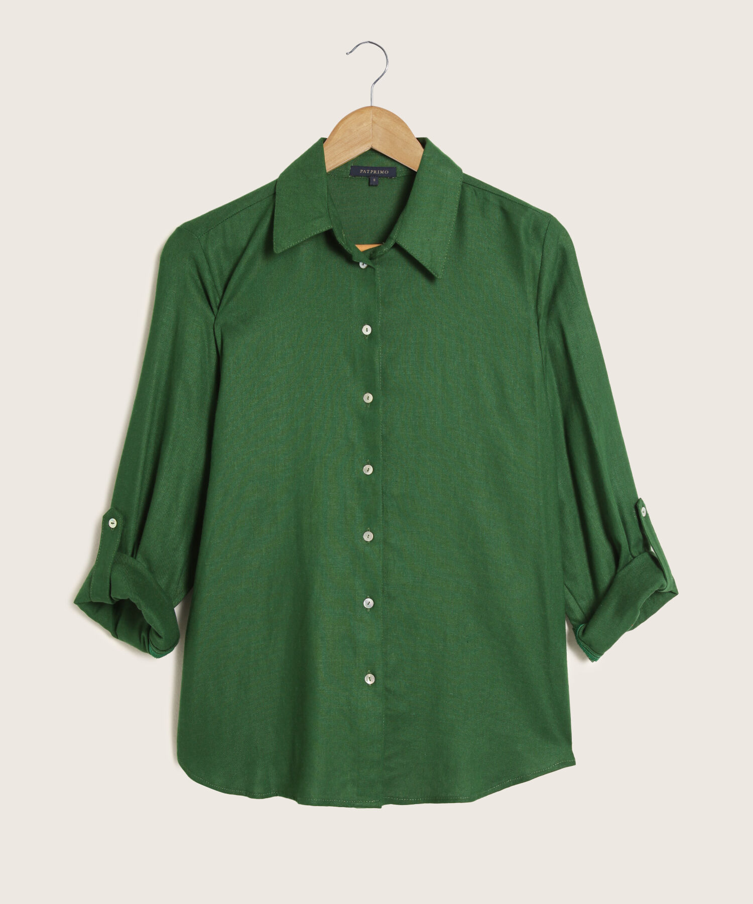 Camisa En Lino Manga Larga Con Charretera
