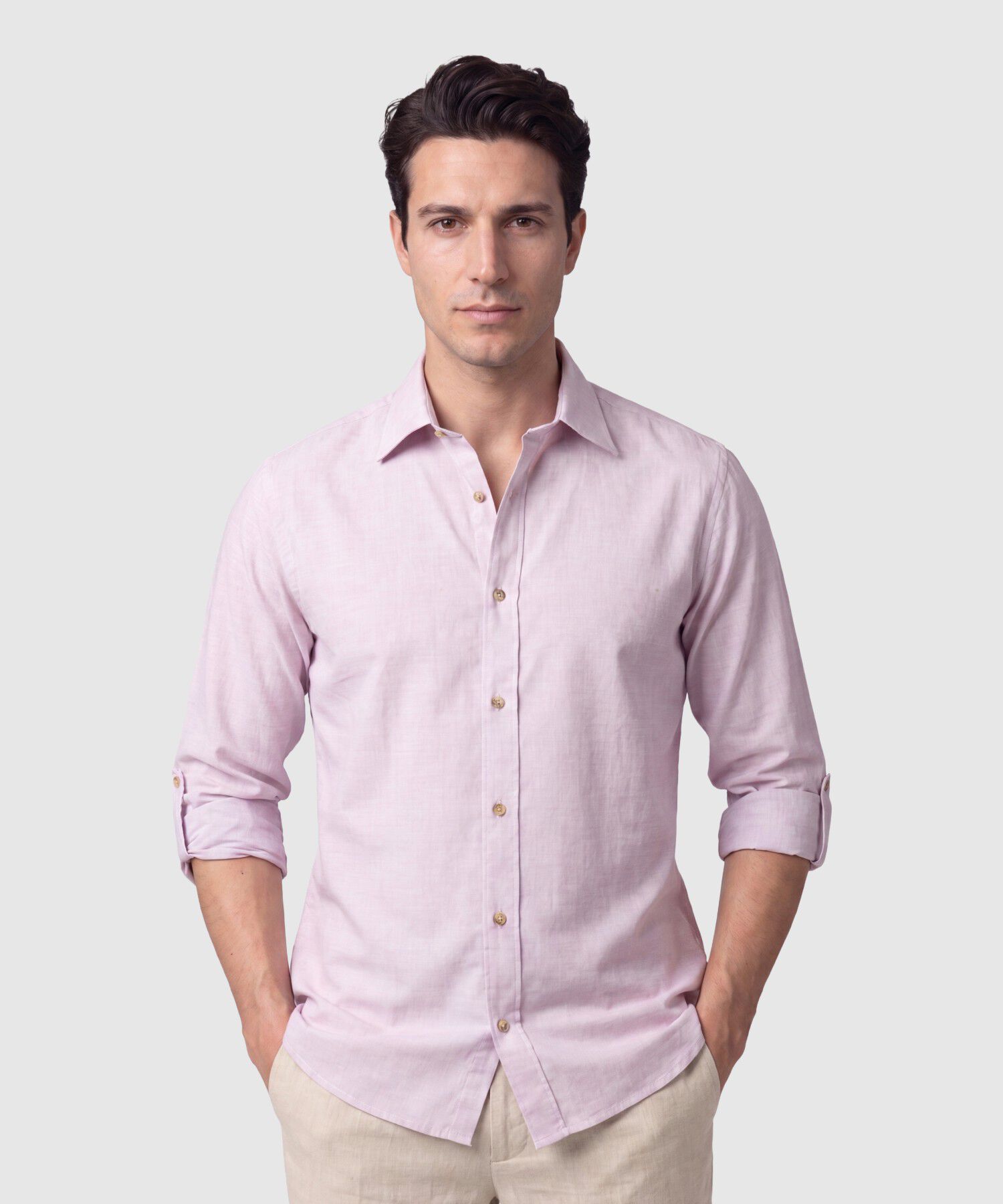 Camisa Manga Larga Casual Para Hombre