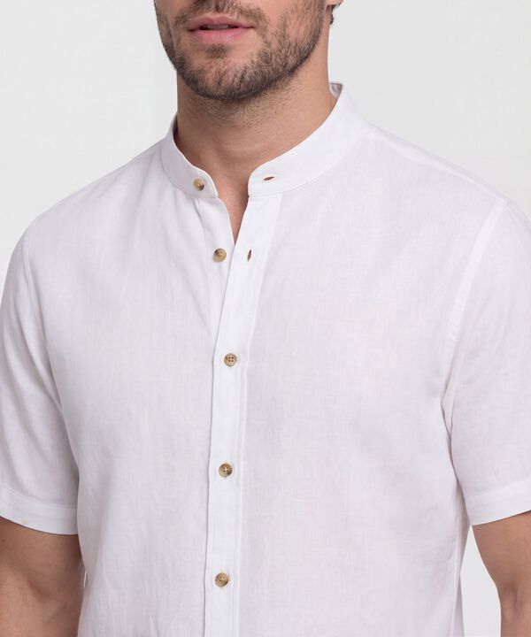 Camisa Hombre Manga Corta Cuello Mao