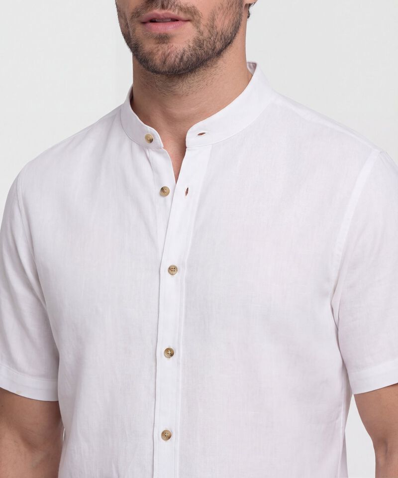 Camisa Hombre Manga Corta Cuello Mao